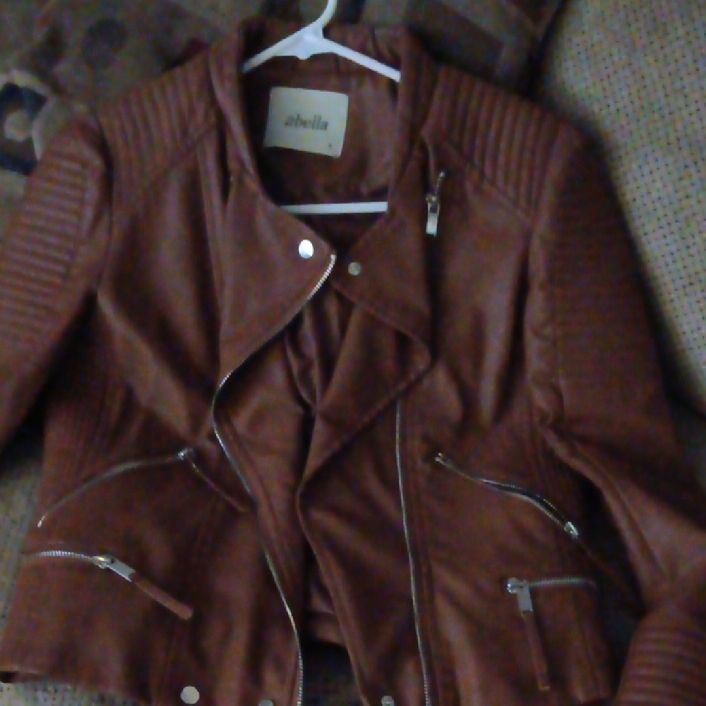 Abella Brown Leather Jacket with Quilted Panels